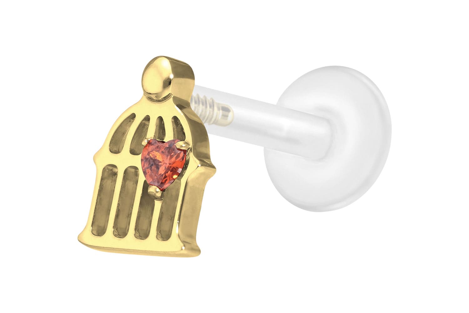 PTFE Labret Piercing mit Innengewinde + Titan-Aufsatz KÄFIG